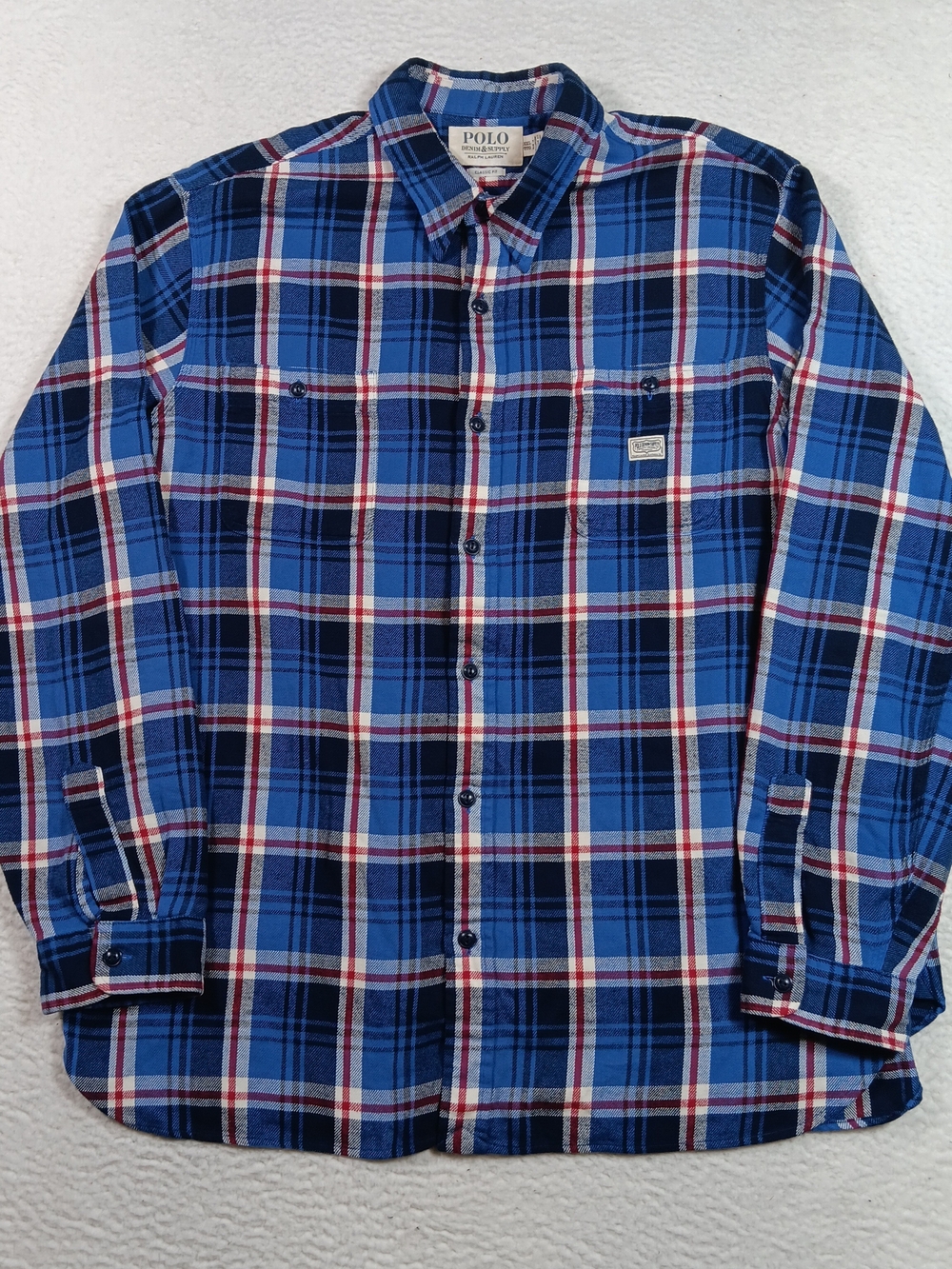 Polo Denim & Supply Shirt Mens XXL 2XL Classic Fit Plaid Twill Workshirt Flannel